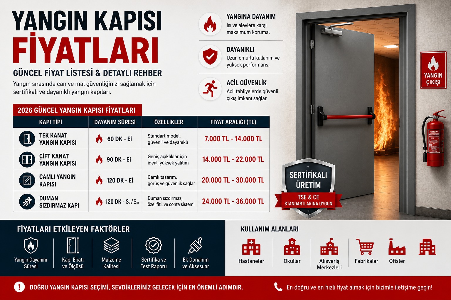Yangın Kapısı Fiyatları (2026 Güncel Liste ve Detaylı Rehber) görseli